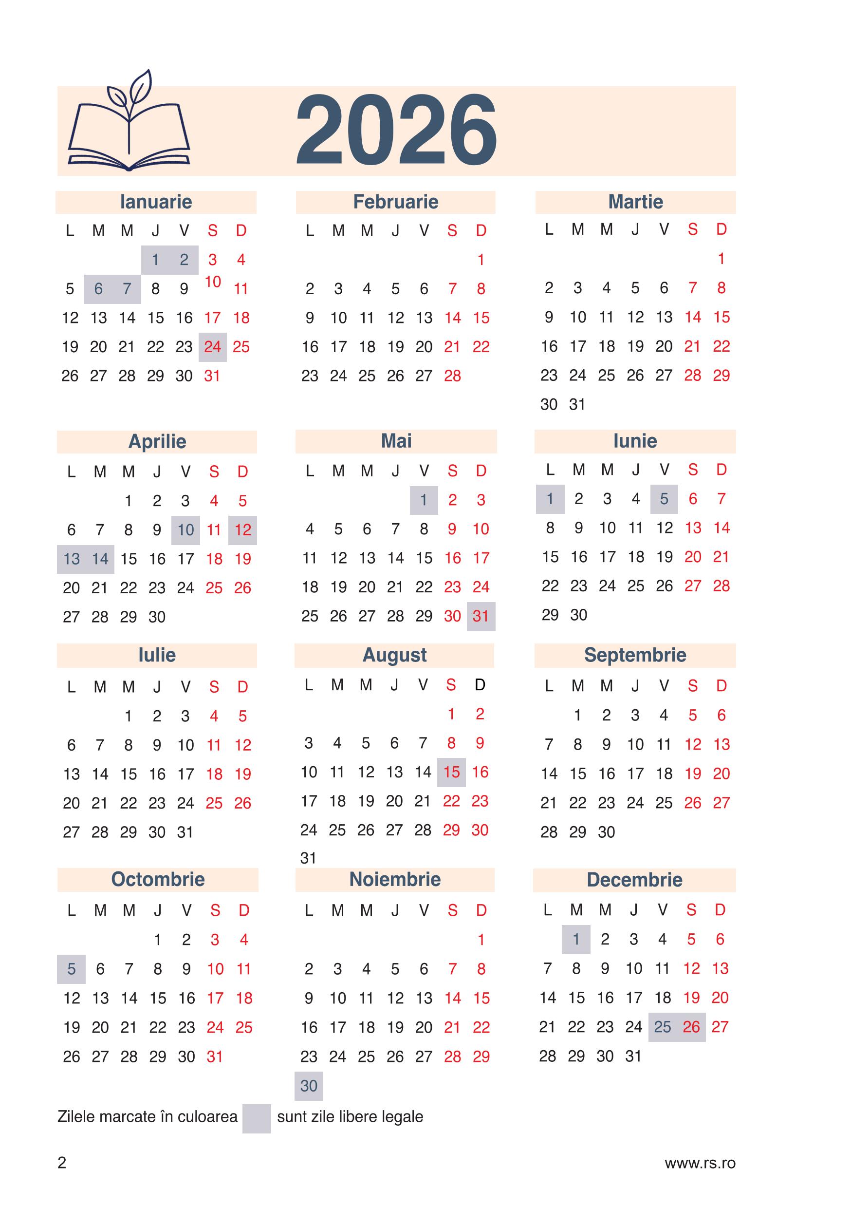 Calendarul agendei