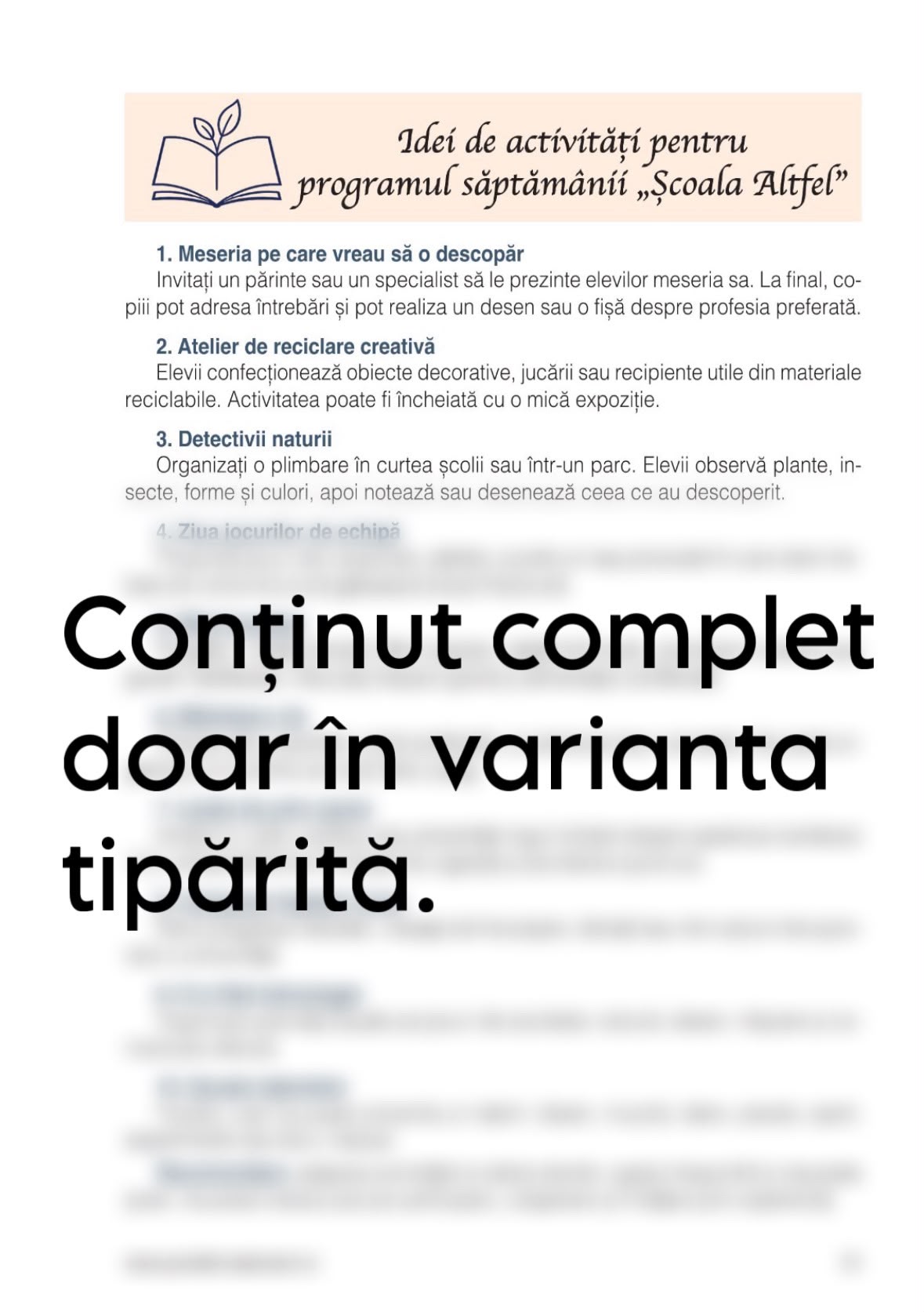 Idei de activitati pentru Scoala Altfel